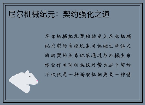 尼尔机械纪元：契约强化之道