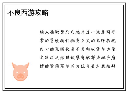 不良西游攻略
