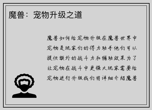 魔兽：宠物升级之道